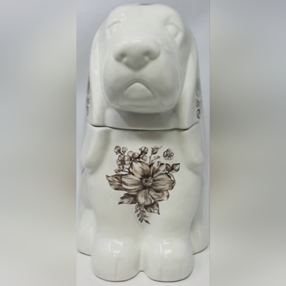 The Pioneer Woman Agatha Brown Charlie Dog Cookie Jar Floral Stoneware 11in